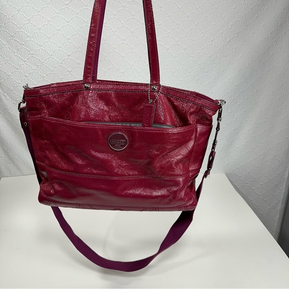 Coach Leather Stitched Oversized Pink Diaper Bag Work Weekend Travel Tote - Picture 16 of 16